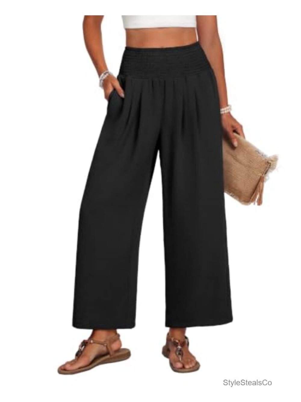 Wide Leg Palazzo Pants for Women with Pockets Summer Trousers